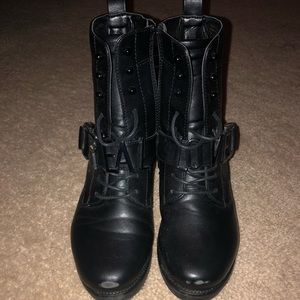 Black combat boots